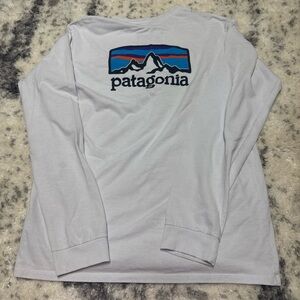 Patagonia White Long Sleeve with Mountain Graphic